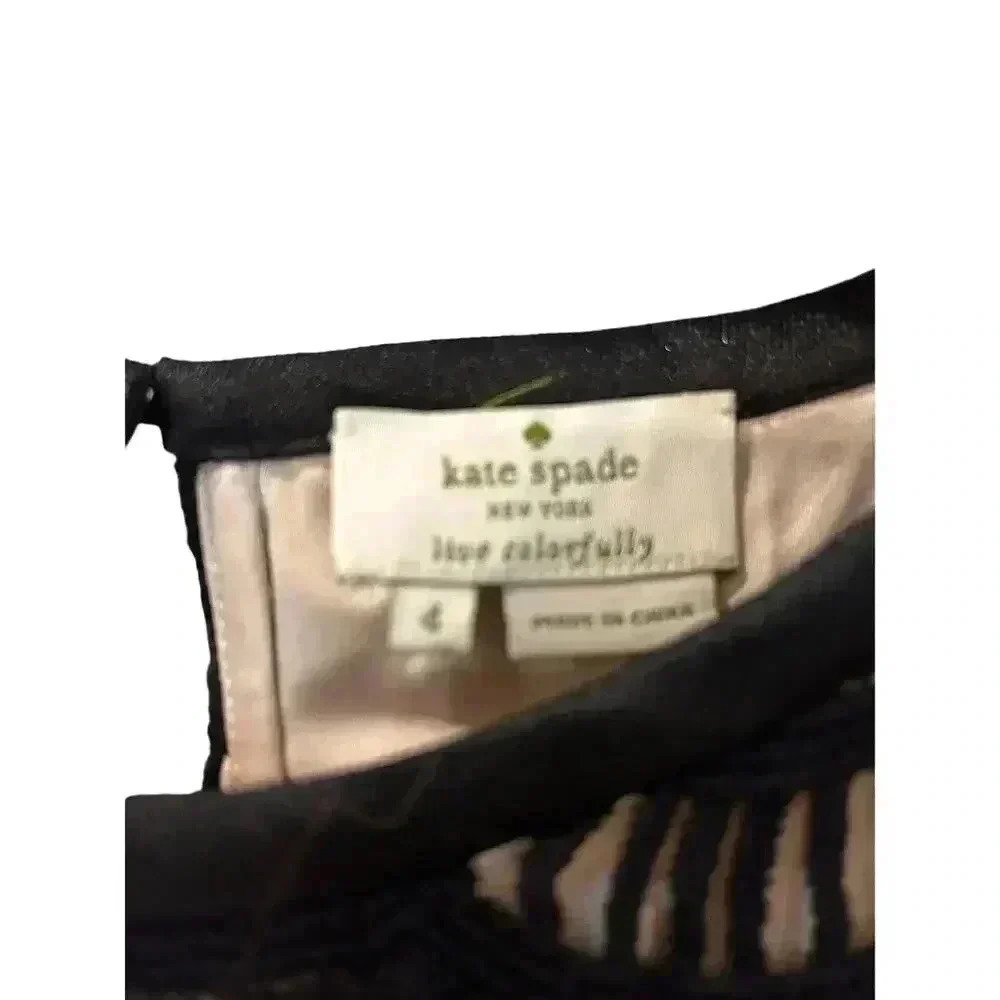 Kate Spade Black Crochet Lined Tunic Size 4 - Picture 4 of 10